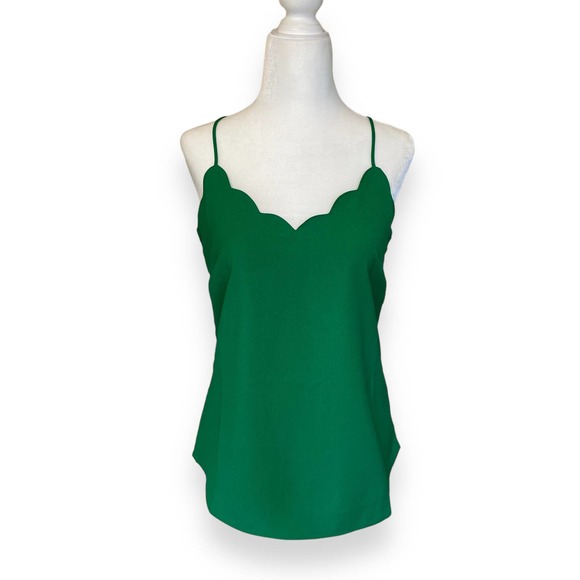 J. Crew Factory Tops - J. Crew Green Scallop Spaghetti Strap Tank